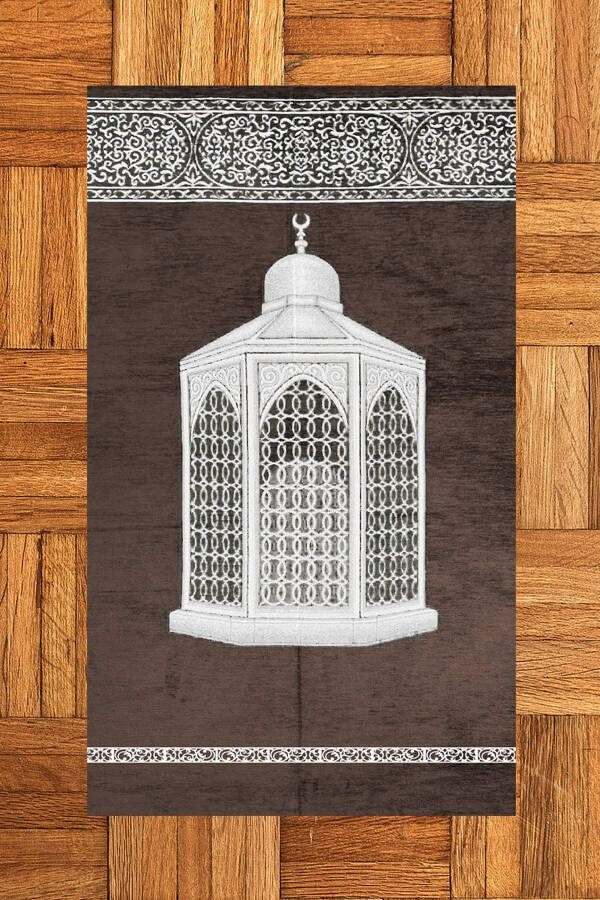 Dijital Baskılı Yıkanabilir Hediyelik Şık Namaz Halısı Seccade 70x130cm, SECCADE-42-KAHVERENGİ - 2