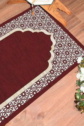 Dijital Baskılı Yıkanabilir Hediyelik Şık Namazlık Seccade 70x130 cm. - KIRMIZI - 4
