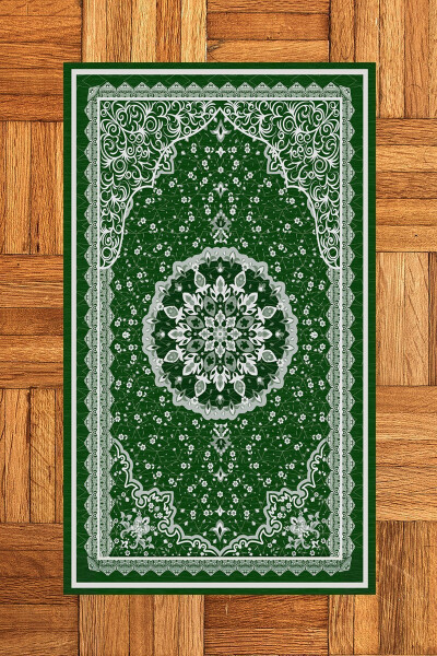 Dijital Baskılı Yıkanabilir Klasik Desen Hediyelik Namazlık Seccade 70x130 - YEŞİL - 10