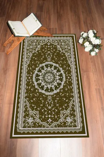 Dijital Baskılı Yıkanabilir Klasik Desen Namazlık Seccade 70x130 - KAHVERENGİ - 1