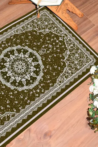 Dijital Baskılı Yıkanabilir Klasik Desen Namazlık Seccade 70x130 - KAHVERENGİ - 8
