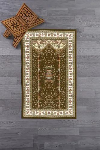 Dijital Baskılı Yıkanabilir Klasik Desenli Namazlık Seccade 70x130 - KAHVERENGİ - 6
