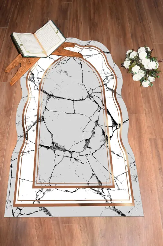 Dijital Baskılı Yıkanabilir Lazer Kesim Hediyelik Namazlık Seccade 70x130 - KAHVERENGİ - 3