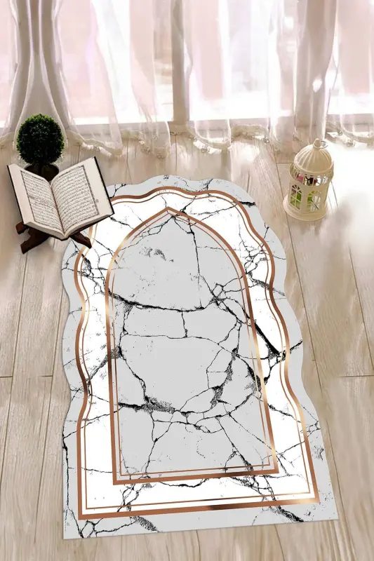 Dijital Baskılı Yıkanabilir Lazer Kesim Hediyelik Namazlık Seccade 70x130 - KAHVERENGİ - 8