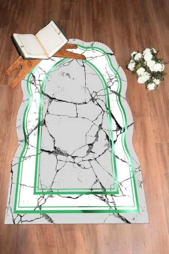 Dijital Baskılı Yıkanabilir Lazer Kesim Hediyelik Namazlık Seccade 70x130 - YEŞİL - 3