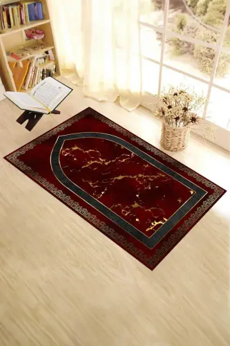 Dijital Baskılı Yıkanabilir Modern Desen 70x130 Namazlık Seccade - KIRMIZI 