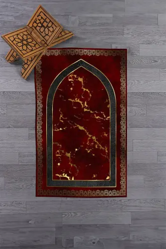 Dijital Baskılı Yıkanabilir Modern Desen 70x130 Namazlık Seccade - KIRMIZI - EY HOME (1)