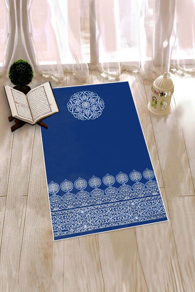 Dijital Baskılı Yıkanabilir Motifli Hediyelik Namaz Halısı Seccade 70x130 - MAVİ - 10