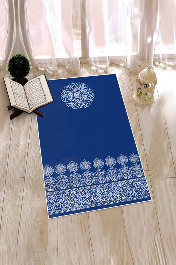 Dijital Baskılı Yıkanabilir Motifli Hediyelik Namaz Halısı Seccade 70x130 - MAVİ - 10