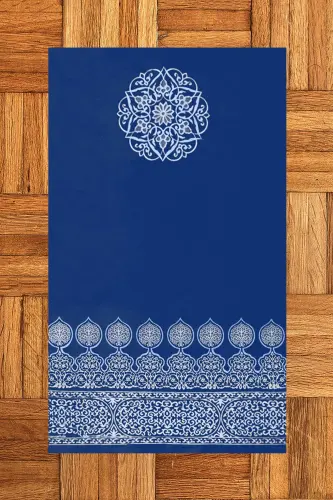 Dijital Baskılı Yıkanabilir Motifli Hediyelik Namaz Halısı Seccade 70x130 - MAVİ - 2