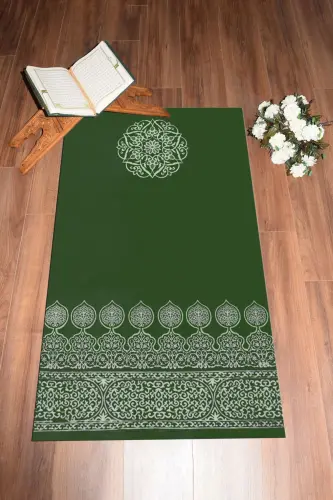 Dijital Baskılı Yıkanabilir Motifli Hediyelik Namaz Halısı Seccade 70x130 - YEŞİL 