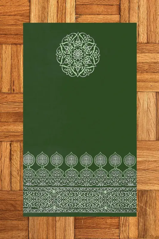 Dijital Baskılı Yıkanabilir Motifli Hediyelik Namaz Halısı Seccade 70x130 - YEŞİL - 2
