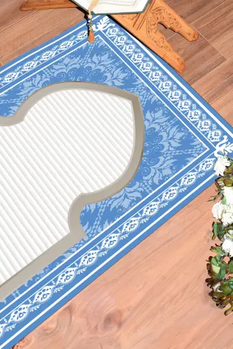 Dijital Baskılı Yıkanabilir Motifli Hediyelik Namazlık Seccade 70x130 - MAVİ - 3