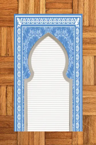 Dijital Baskılı Yıkanabilir Motifli Hediyelik Namazlık Seccade 70x130 - MAVİ - 5
