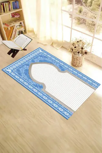 Dijital Baskılı Yıkanabilir Motifli Hediyelik Namazlık Seccade 70x130 - MAVİ - 6