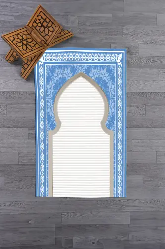 Dijital Baskılı Yıkanabilir Motifli Hediyelik Namazlık Seccade 70x130 - MAVİ - 7