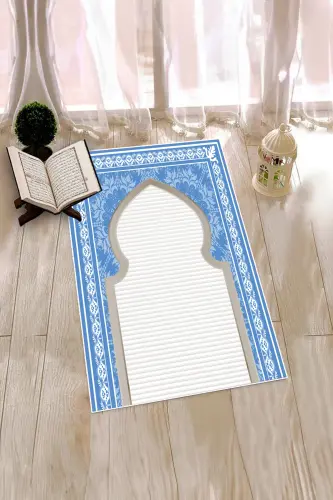 Dijital Baskılı Yıkanabilir Motifli Hediyelik Namazlık Seccade 70x130 - MAVİ - 9