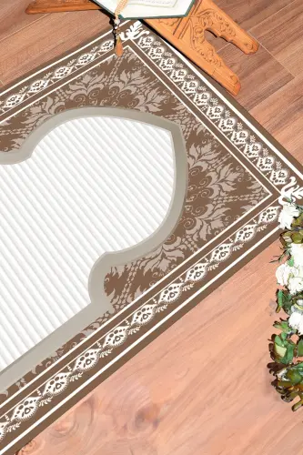 Dijital Baskılı Yıkanabilir Motifli Hediyelik Namazlık Seccade 70x130 - KAHVERENGİ - EY HOME (1)