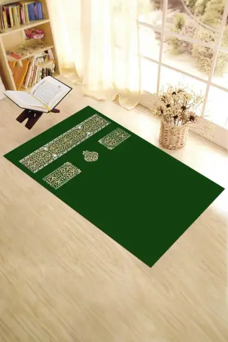 Dijital Baskılı Yıkanabilir Sade Desen Hediyelik Namaz Halısı Seccade 70x130-YEŞİL - EY HOME (1)