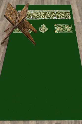 Dijital Baskılı Yıkanabilir Sade Desen Hediyelik Namaz Halısı Seccade 70x130-YEŞİL - 6
