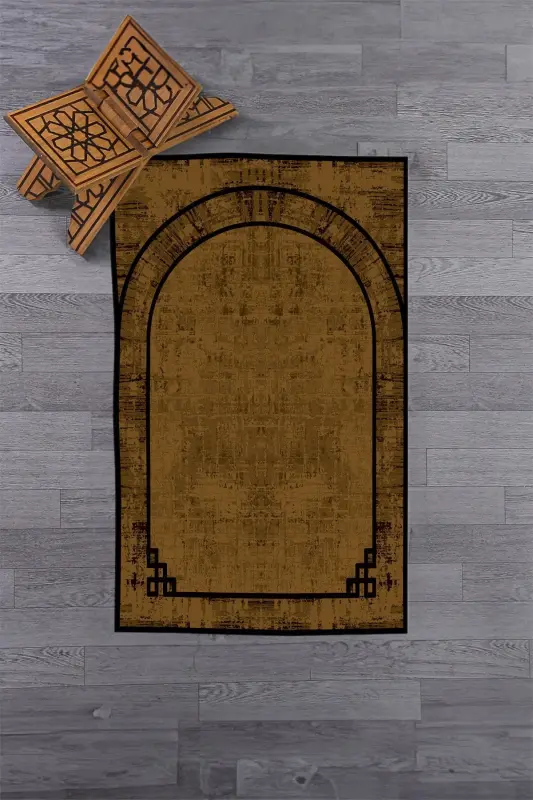 Dijital Baskılı Yıkanabilir Sade Desen Hediyelik Namazlık Seccade 70x130 - KAHVERENGİ - 13