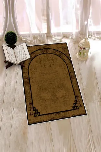 Dijital Baskılı Yıkanabilir Sade Desen Hediyelik Namazlık Seccade 70x130 - KAHVERENGİ - 15