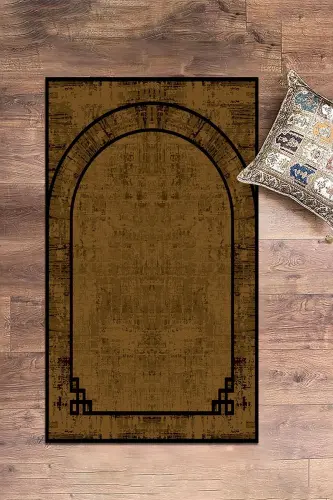 Dijital Baskılı Yıkanabilir Sade Desen Hediyelik Namazlık Seccade 70x130 - KAHVERENGİ - 6
