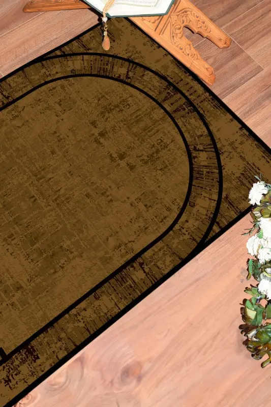 Dijital Baskılı Yıkanabilir Sade Desen Hediyelik Namazlık Seccade 70x130 - KAHVERENGİ - 9