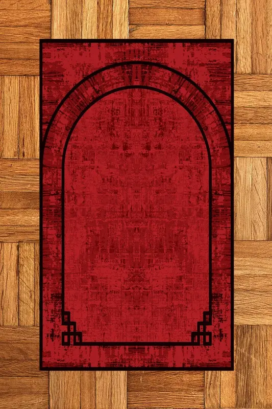Dijital Baskılı Yıkanabilir Sade Desen Hediyelik Namazlık Seccade 70x130 - KIRMIZI - 8