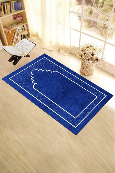 Dijital Baskılı Yıkanabilir Sade Desen Namazlık Seccade 70x130 cm. , SECCADE-11-MAVİ - 8