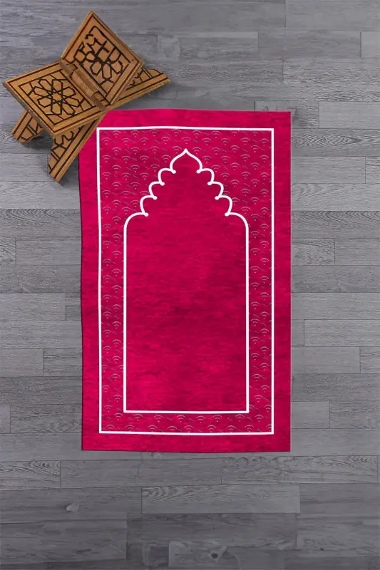 Dijital Baskılı Yıkanabilir Sade Desen Namazlık Seccade 70x130 cm. - PEMBE - 7