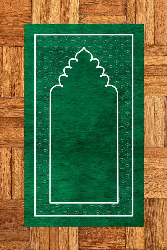 Dijital Baskılı Yıkanabilir Sade Desen Namazlık Seccade 70x130 cm. - YEŞİL - 8