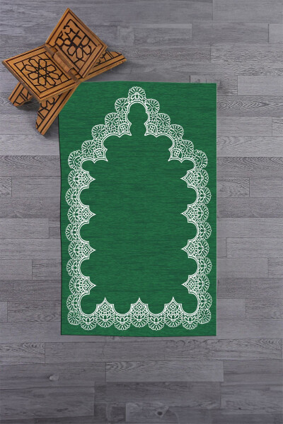 Dijital Baskılı Yıkanabilir Sade Şık Desen Namazlık Seccade 70x130 Cm - YEŞİL 