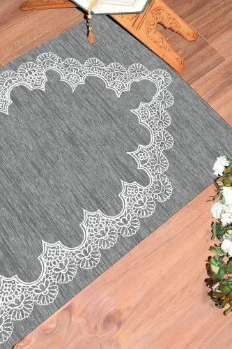 Dijital Baskılı Yıkanabilir Sade Şık Desen Namazlık Seccade 70x130 Cm, Seccade-14-gri,-GRİ - 5