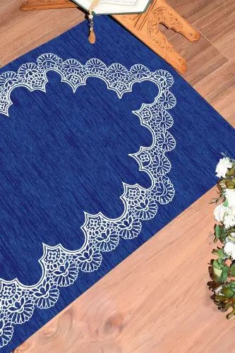 Dijital Baskılı Yıkanabilir Sade Şık Desen Namazlık Seccade 70x130 Cm - MAVİ - 5