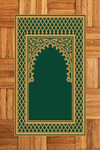 Dijital Baskılı Yıkanabilir Silinebilir Modern Namazlık Seccade 70x130 cm. - YEŞİL - 3