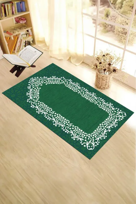 Dijital bosma bilan yuviladigan oddiy chiroyli namozlik joynamozi 70x130 sm. , SECCADE-12-YEŞİL,-YEŞİL - 8