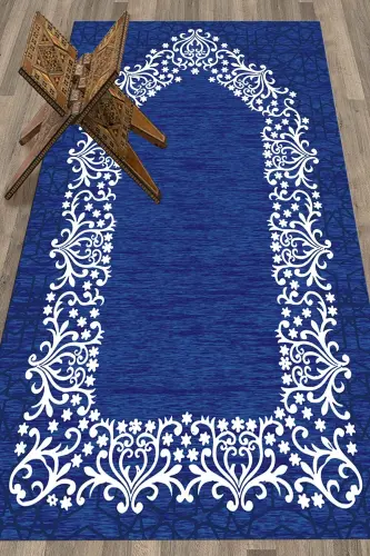 Dijital bosma bilan yuviladigan oddiy zamonaviy namoz gilami 70x130 sm, SECCADE-12-MAVI,-MAVI - 4