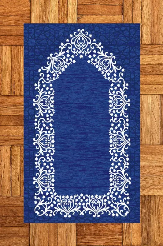 Dijital bosma bilan yuviladigan oddiy zamonaviy namoz gilami 70x130 sm, SECCADE-12-MAVI,-MAVI - 7