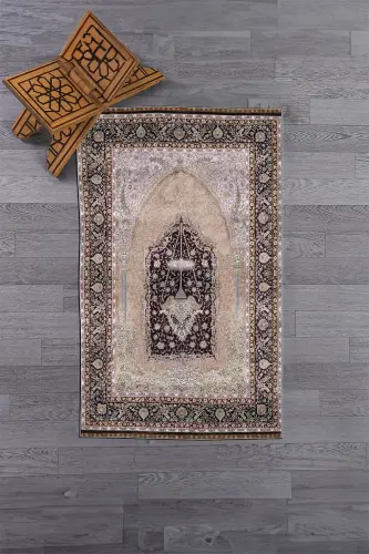 Dijital bosma bilan yuviladigan sovg'a klassik namoz gilami 70x130cm, SECCADE-33-QAHVA RANGI,-QAHVA RANGI - 5