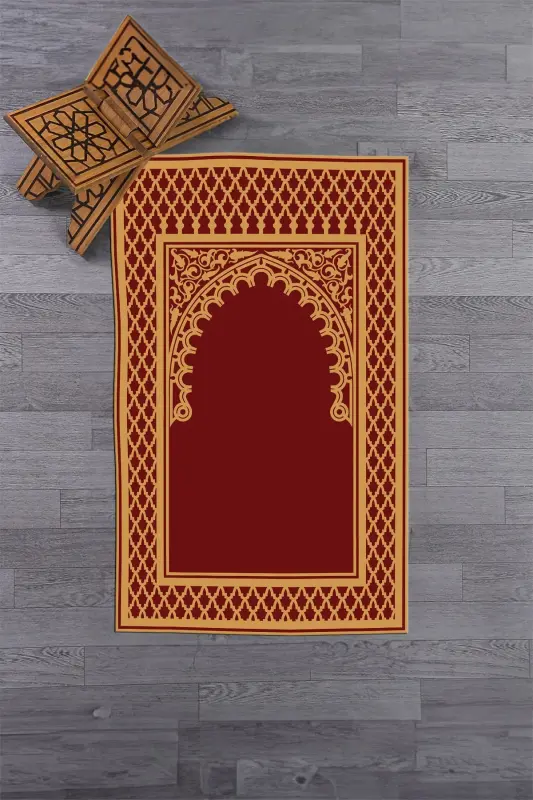Dijital Bosmali Yuviladigan O'chiriladigan Zamonaviy Namozlik Sajda 70x130 sm. , SAJJADA-7-QIZIL,-QIZIL - 2