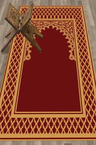 Dijital Bosmali Yuviladigan O'chiriladigan Zamonaviy Namozlik Sajda 70x130 sm. , SAJJADA-7-QIZIL,-QIZIL - 5