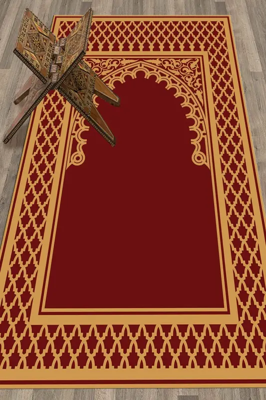 Dijital Bosmali Yuviladigan O'chiriladigan Zamonaviy Namozlik Sajda 70x130 sm. , SAJJADA-7-QIZIL,-QIZIL - 5