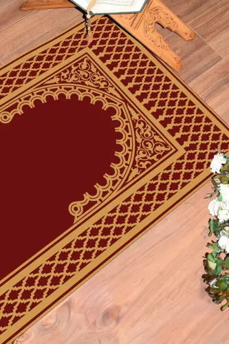 Dijital Bosmali Yuviladigan O'chiriladigan Zamonaviy Namozlik Sajda 70x130 sm. , SAJJADA-7-QIZIL,-QIZIL - 6