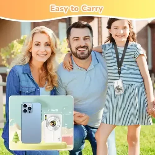 Digital Camera, Jukanur Upgraded Camera for Kids with 32GB Card, 16X Zoom, Point and Shoot Digital Camera with Anti-Shake, Timestamp, Flashlight, Portable Travel Camera for Teens Girls,Boys, White - 4