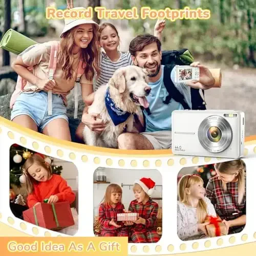 Digital Camera, Jukanur Upgraded Camera for Kids with 32GB Card, 16X Zoom, Point and Shoot Digital Camera with Anti-Shake, Timestamp, Flashlight, Portable Travel Camera for Teens Girls,Boys, White - 5