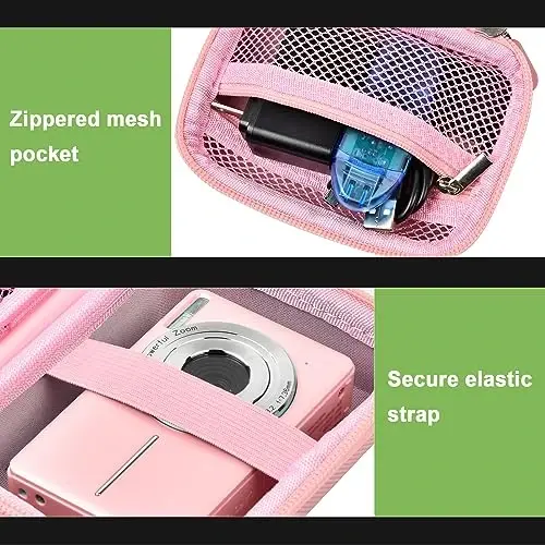 Digital Camera Case Compatible with VAHOIALD FHD 1080P/ for CAMKORY Digital Point and Shoot/for KODAK PIXPRO FZ45-BK 16MP Vlogging/for IWEUKJLO/for Nsoela, Holder for SD Card More- Pink (Box Only) - 6