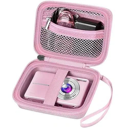 Digital Camera Case Compatible with VAHOIALD FHD 1080P/ for CAMKORY Digital Point and Shoot/for KODAK PIXPRO FZ45-BK 16MP Vlogging/for IWEUKJLO/for Nsoela, Holder for SD Card More- Pink (Box Only) 