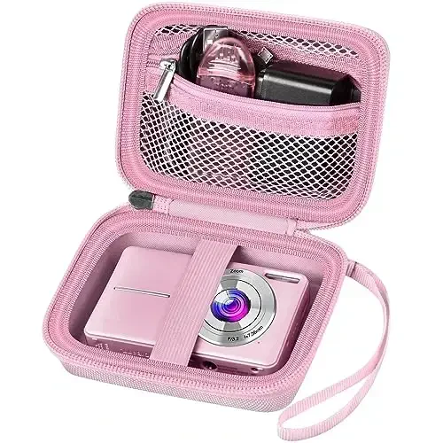 Digital Camera Case Compatible with VAHOIALD FHD 1080P/ for CAMKORY Digital Point and Shoot/for KODAK PIXPRO FZ45-BK 16MP Vlogging/for IWEUKJLO/for Nsoela, Holder for SD Card More- Pink (Box Only) - 1