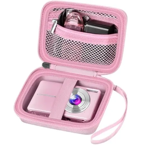 Digital Camera Case Compatible with VAHOIALD FHD 1080P/ for CAMKORY Digital Point and Shoot/for KODAK PIXPRO FZ45-BK 16MP Vlogging/for IWEUKJLO/for Nsoela, Holder for SD Card More- Pink (Box Only) 